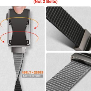 BULLIANT Mens Ratchet Belt Reversible,Web Nylon Casual Belt for Men Golf Hiking Pants Jeans 2 In 1