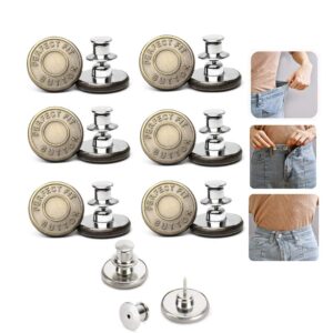 6PCS Perfect Fit Instant Button, Instant Buttons, Jean Replacement Buttons Removable Button No Sew Buttons to Extend or Reduce an Inch to Any Pants Waist in Seconds!