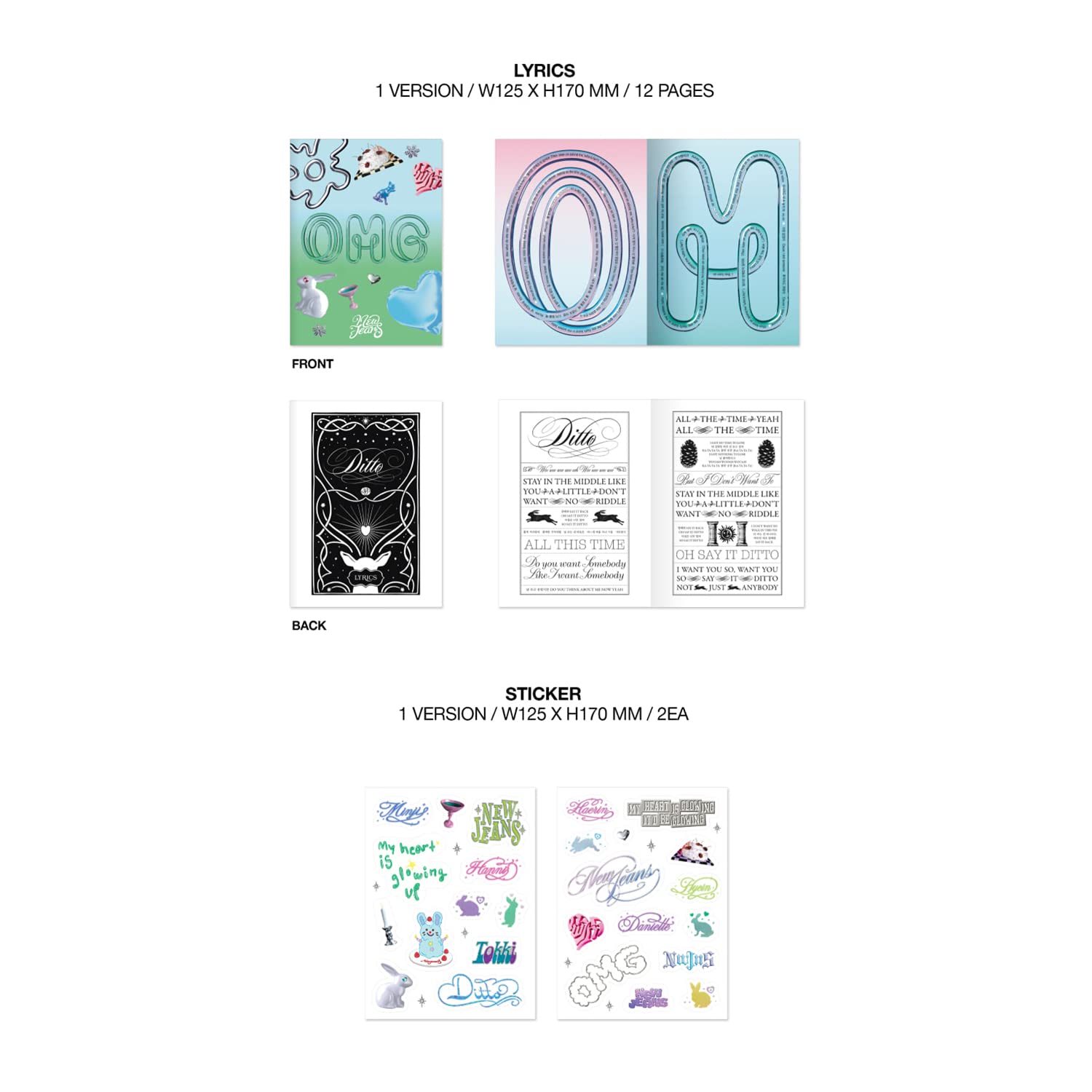 NewJeans - 1st Single [OMG] (Message Card Ver - NEWJEANS Ver) Out Box + Message Cards + Photobook + Lyrics + CD + Photocards + Sticker + 1 PVC Card