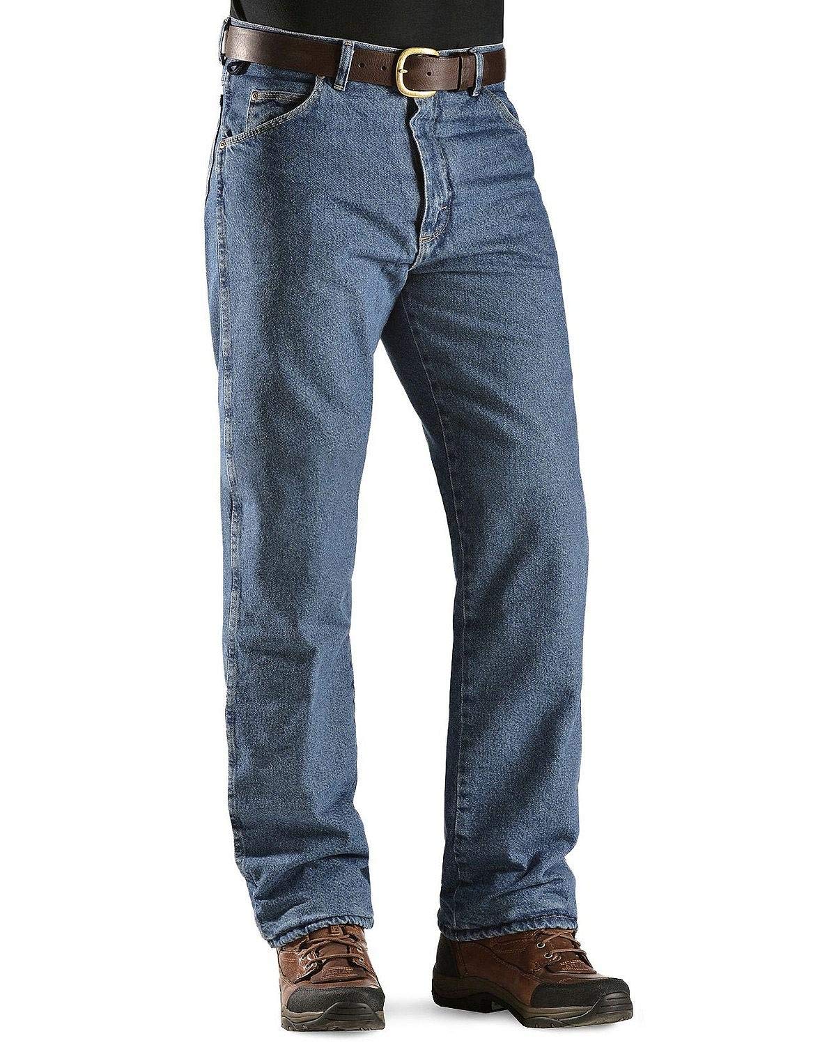 Wrangler mens Rugged Wear Woodland Thermal jeans, Stonewashed Denim, 36W x 30L US