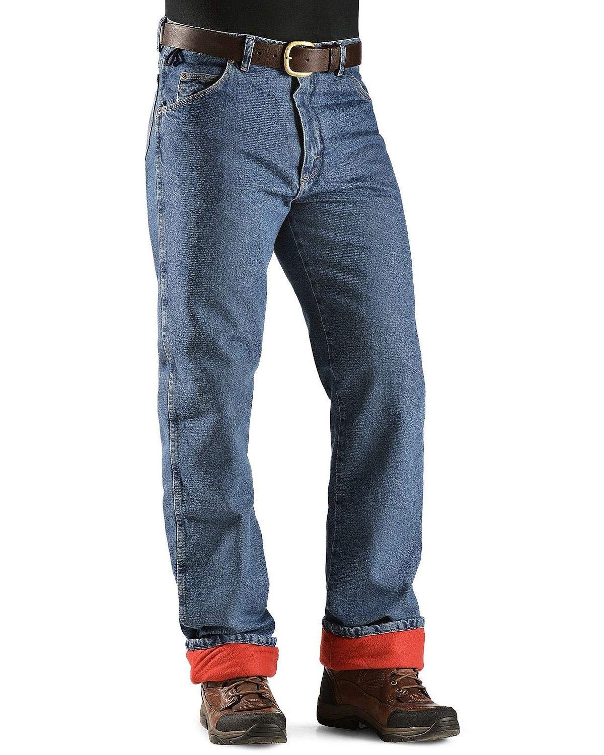 Wrangler mens Rugged Wear Woodland Thermal jeans, Stonewashed Denim, 36W x 30L US