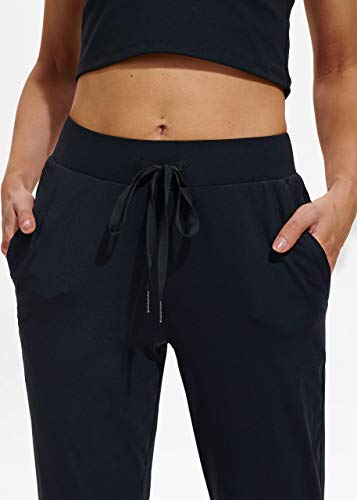 Libin Women's Joggers Pants Athletic Sweatpants with Pockets Running Tapered Casual Pants for Workout,Lounge, Black L