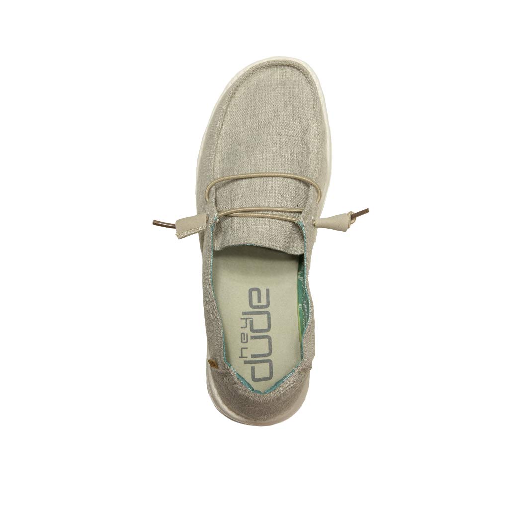 Hey Dude Women's Wendy Chambray Woven Tan Size 7 | Women’s Shoes | Women’s Lace Up Loafers | Comfortable & Light-Weight