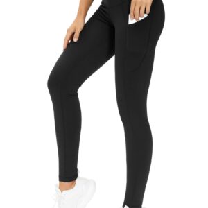 THE GYM PEOPLE Thick High Waist Yoga Pants with Pockets, Tummy Control Workout Running Yoga Leggings for Women (Medium, Black)