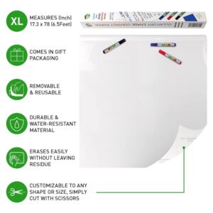 Clear Adhesive Sheets Roll on Wall 18 x 78Inch (6.5 Ft), includes 3 Dry Erase Markers, Bulletin Board Paper, Clear Adhesive Vinyl Sheets, Transparent Contact Paper, Peel and Stick Film by HA SHI