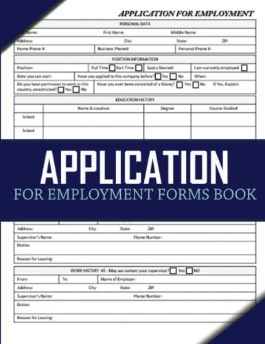 Application For Employment Forms Book: Employment Application Form