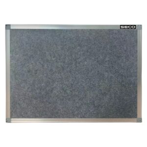 SECO Felt Backed Noticeboard 18 x 24 Inch Bulletin Board with Aluminium Frame, Grey