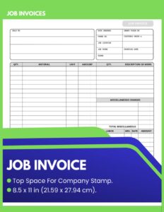 job invoice forms: work invoice book with materials list perfect for little business, service and repair billing, 60 invoices, 8.5 x 11 in (21.59 x 27.94 cm)