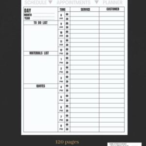 Tradesman Notebook Planner: Daily Appointments Schedule, Jobs Record, Customer Details, Materials List & Estimated Quotes|For Contractors| Self ... Timeslots (8am - 8pm) |Timesheet Log Book| A4