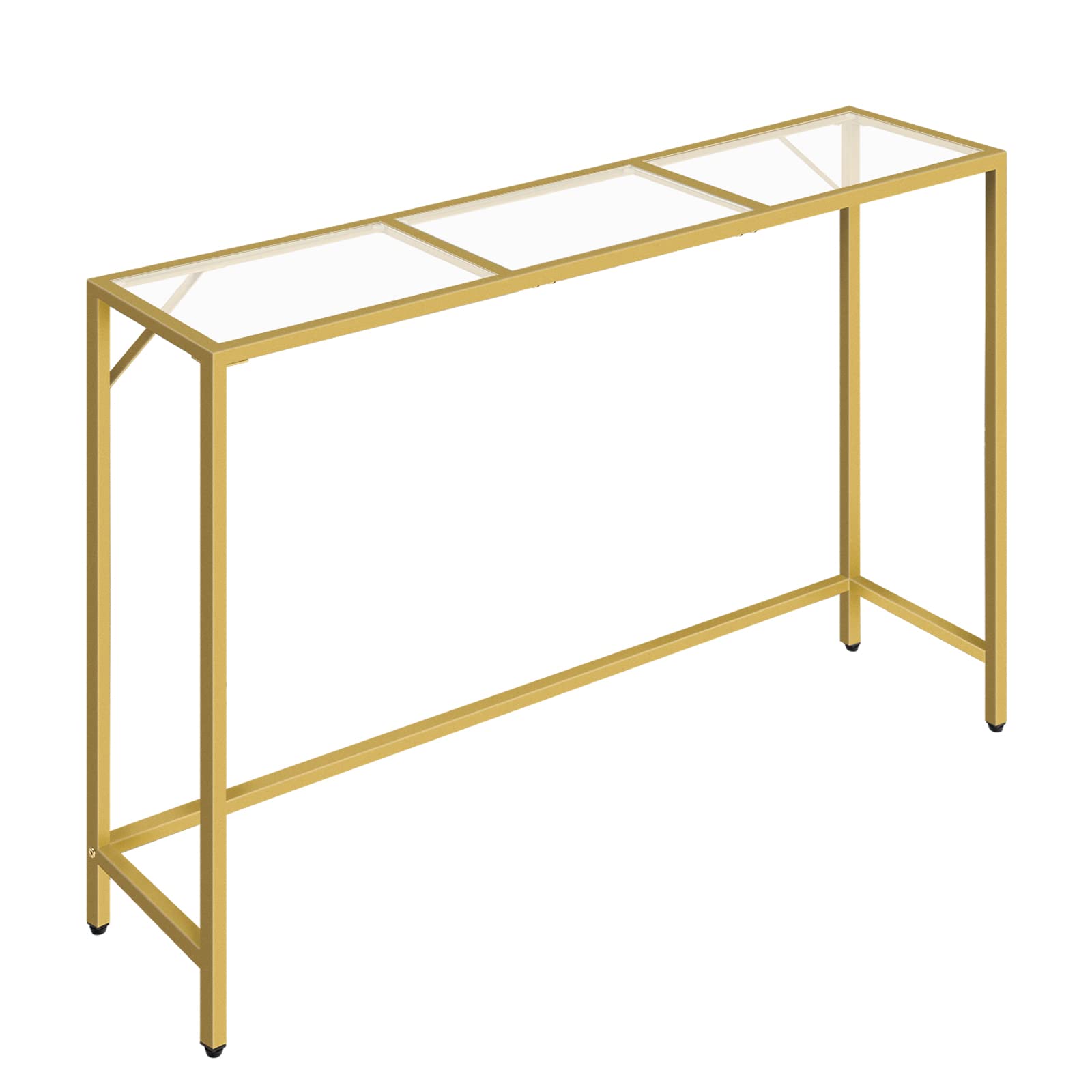 MAHANCRIS Console Table, 40.2” Modern Sofa Table, Tempered Glass Hallway Table, Slim Couch Table, Narrow Sofa Table with Metal Frame, Easy to Install, for Entryway, Living Room, Gold CTJ101B01