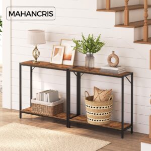 MAHANCRIS Console Table, 2-Tier Entrance Table, Behind Sofa Table, Industrial Style, Sturdy and Stable, for Living Room, Entryway, Foyer, Corridor, Office, Rustic Brown and Black CTHR27601