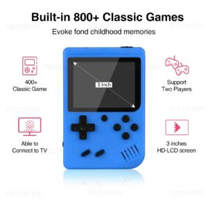 Handheld Game Console, Retro Game Console Mini Arcade Machines Built-in 800 Classical FC Games, Support Connecting TV & 2 Players, Ideal Gift for Kids & Lovers(Blue800 Games)