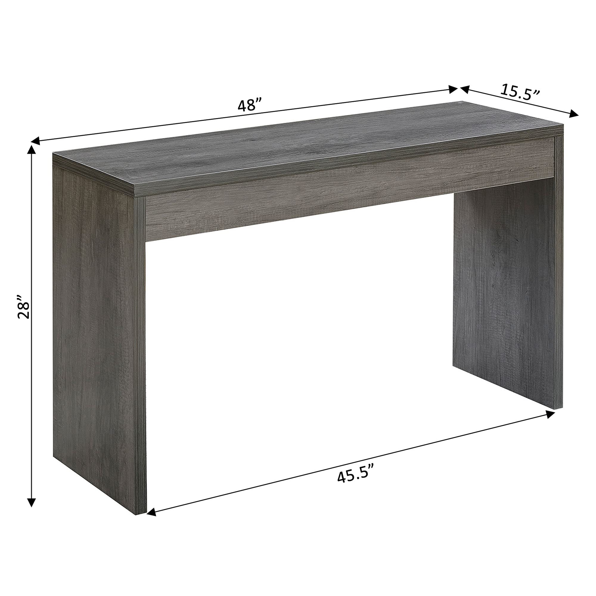 Convenience Concepts Northfield Hall Console Desk Table, 48"L x 15.5"W x 28"H, Weathered Gray