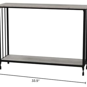 IDEALHOUSE Console Table, Sofa Tables Narrow Entryway Table with Glass Shelf and Metal Frame, 41.5" Behind Couch Table Industrial Hallway Table for Living Room, Foyer, Bedroom, Rustic Grey