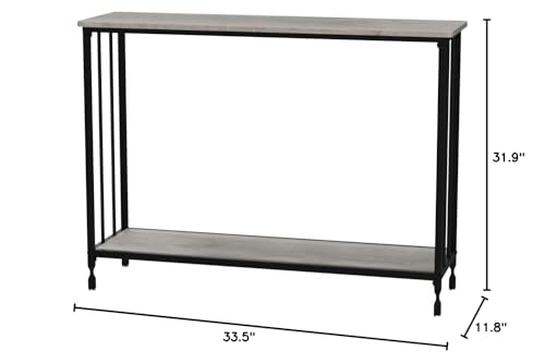 IDEALHOUSE Console Table, Sofa Tables Narrow Entryway Table with Glass Shelf and Metal Frame, 41.5" Behind Couch Table Industrial Hallway Table for Living Room, Foyer, Bedroom, Rustic Grey