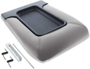 ecoauto center console lid replacement kit for 99-07 silverado, avalanche, suburban, sierra, yukon - replaces oem 19127364, 19127365, 19127366 (light gray)