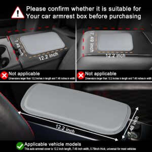 Amiss Auto Center Console Pad, PU Leather Car Armrest Seat Box Cover Protector, Universal Waterproof Non Slip Soft Center Console Armrest Pad for Most Vehicle, SUV, Truck, Car (Grey)