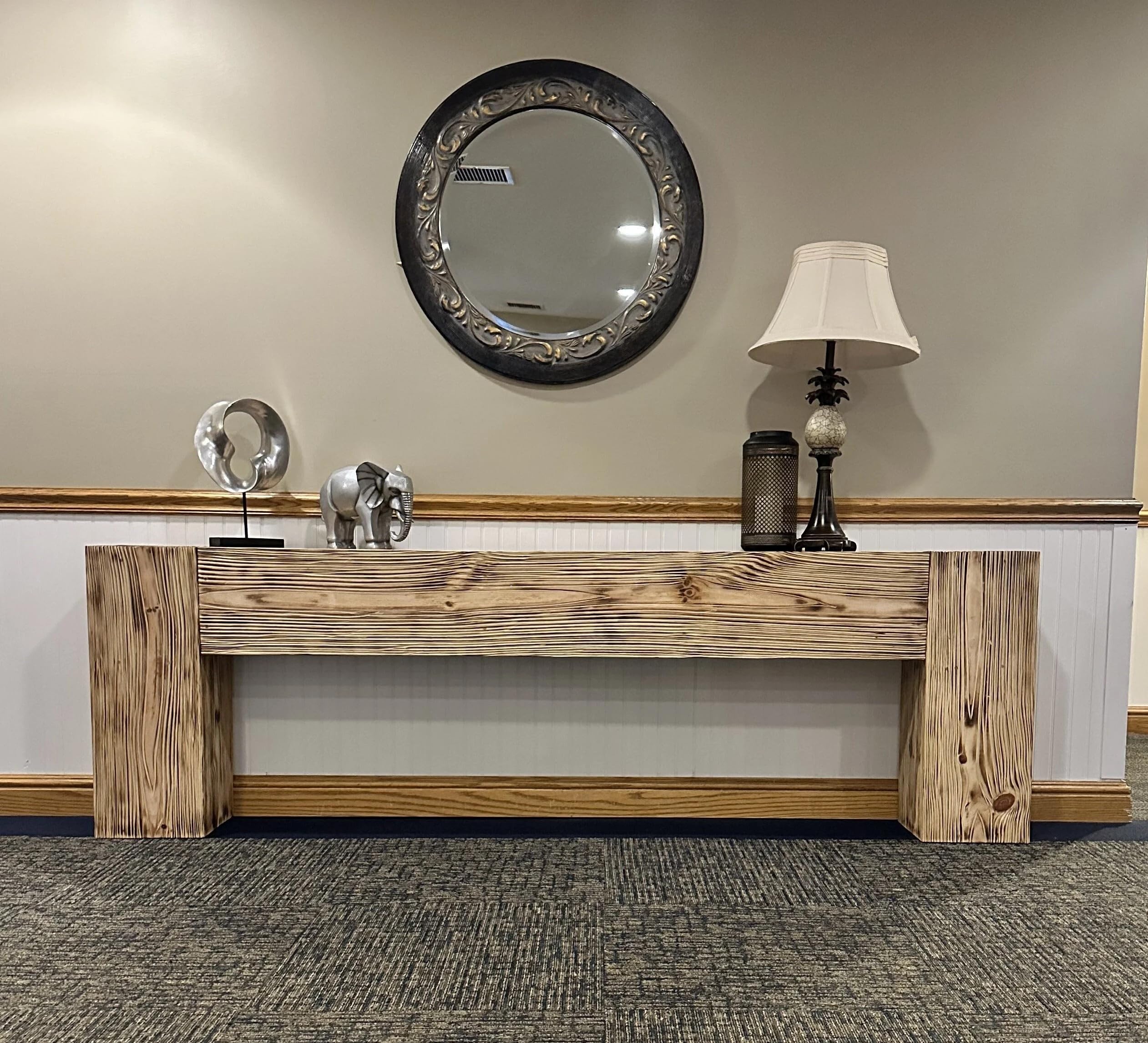 Rustic Wooden Console With Burnt Finish (Pine, X-Small (30x11x48) inches)