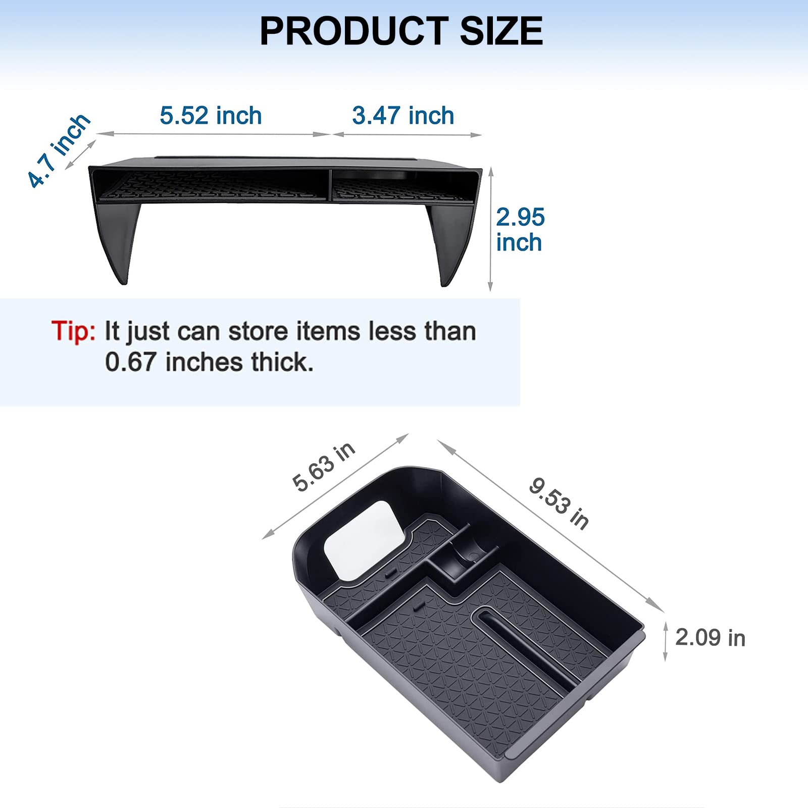 JDMCAR 2PCS Center Console Organizer Tray and Armrest Storage Box compatible with Toyota RAV4 2024 2023 2022 2021 2020 2019 and 2021-2024 RAV4 Prime Insert Secondary Storage Box Accessories