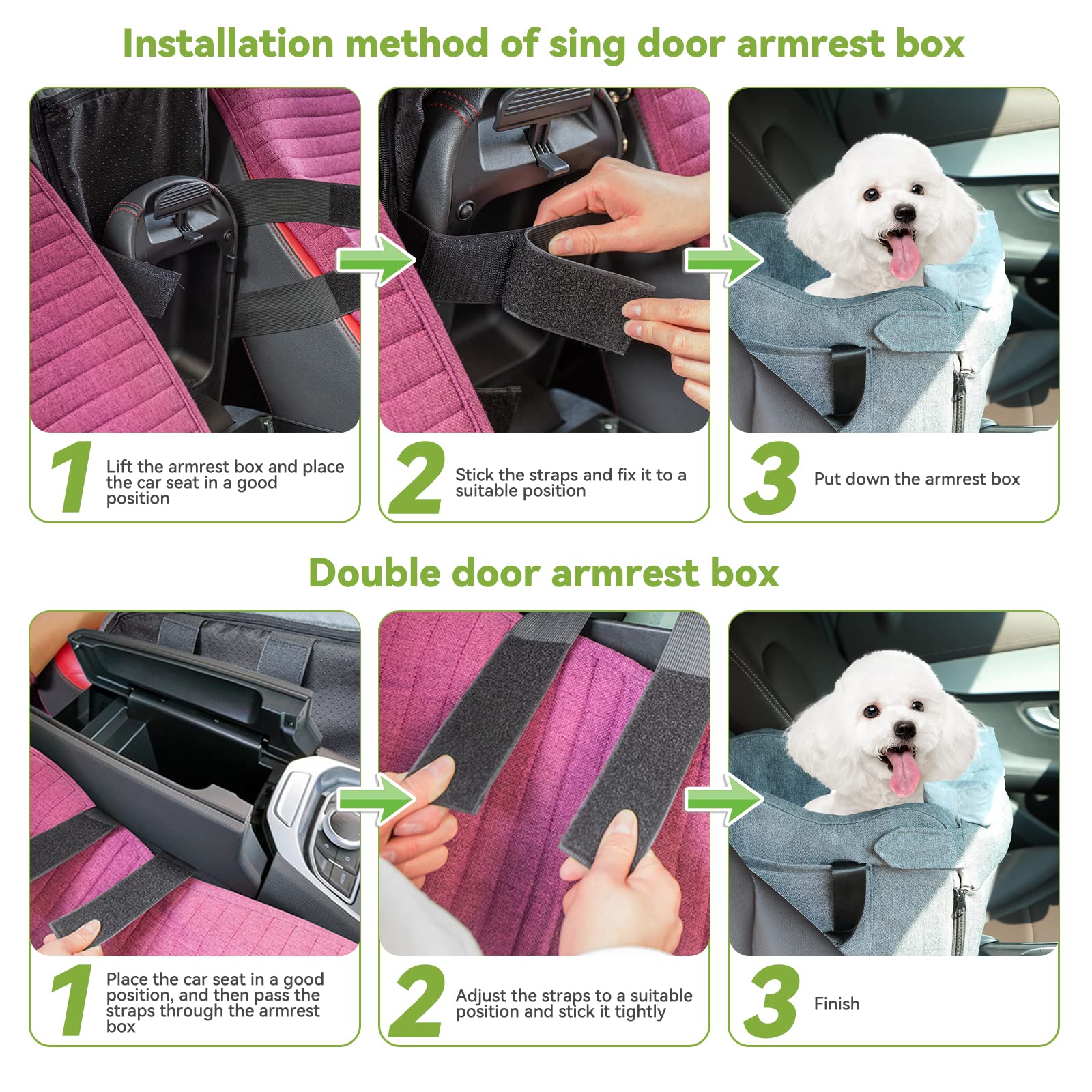 Dog Car Seat for Small Dogs Center Console Pet Booster Seat for Car Armrest Car Seat Middle Console Puppy Seat(Gray-waves Edge)