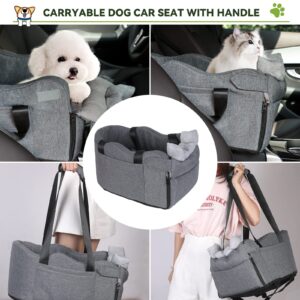 Dog Car Seat for Small Dogs Center Console Pet Booster Seat for Car Armrest Car Seat Middle Console Puppy Seat(Gray-waves Edge)