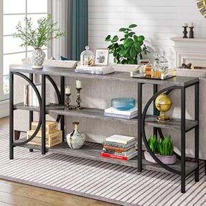 Tribesigns 70.9 Inch Extra Long Sofa Table, 3 Tier Narrow Console Table with Storage Shelves, Industrial Entryway Table Behind Sofa Couch for Living Room, Hallway, Foyer (Gray)