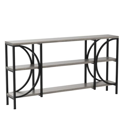 Tribesigns 70.9 Inch Extra Long Sofa Table, 3 Tier Narrow Console Table with Storage Shelves, Industrial Entryway Table Behind Sofa Couch for Living Room, Hallway, Foyer (Gray)