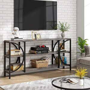 Tribesigns 70.9 Inch Extra Long Sofa Table, 3 Tier Narrow Console Table with Storage Shelves, Industrial Entryway Table Behind Sofa Couch for Living Room, Hallway, Foyer (Gray)