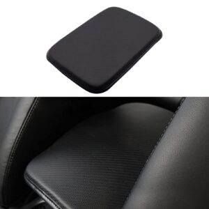gkmow 1 pc center console cover leather pad, 11.4"x7.4" waterproof armrest seat box cover, carbon fiber pu leather car armrest cover most cars, vehicles, suvs (black)