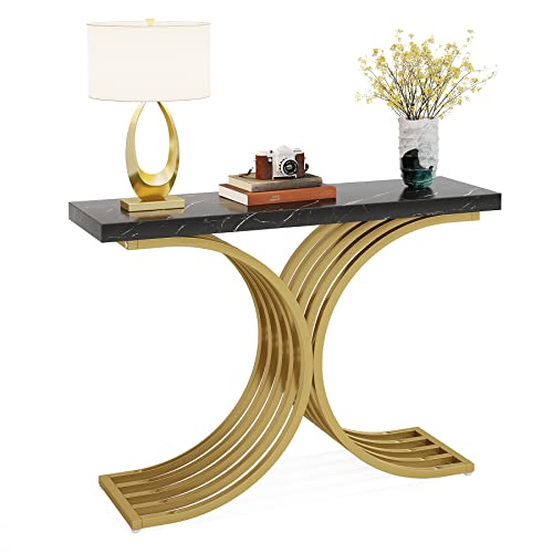 LITTLE TREE 41 inches Gold Entryway Console Table with Led Light, Sofa Table Accent Table for Entrance, Hallway, Living Room