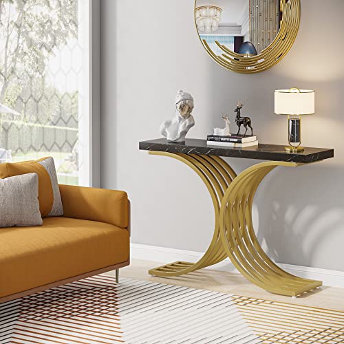 LITTLE TREE 41 inches Gold Entryway Console Table with Led Light, Sofa Table Accent Table for Entrance, Hallway, Living Room