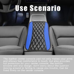 Car Center Console Cover, Universal Leather Waterproof Armrest Seat Box Cover Protector, Comfortable Car Decor Accessories Fit for Most Cars, Vehicles, SUVs -Blue