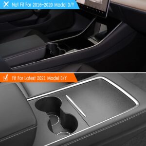 Farmogo Center Console Wrap Kit Matte Black Console Cover Interior Decoration Wrap Kit Compatible with Tesla 2021-2024 Model Y & 2021-2023 Model 3 Accessories (Black)