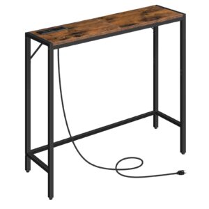 MAHANCRIS Console Table with Power Station, 30.1” Entryway Table, Behind Sofa Table, Industrial Style, Outlets and USB Ports, Sturdy, for Living Room, Entryway, Foyer, Corridor, Rustic Brown CTHR76E01