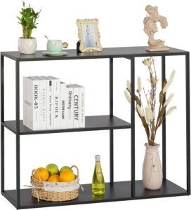 hdani console table, narrow entryway table, 3 tier metal hallway table, 11.8''dx39.4''wx31.5''h(black)