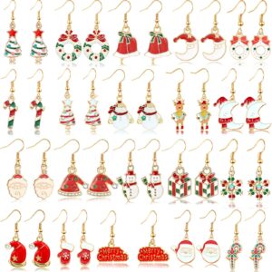 20 Pairs Christmas Earrings for Women Christmas Drop Dangle Earrings Set Christmas Tree Holiday Earrings Hook Earrings Party Jewelry Christmas Gifts