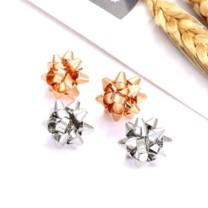 6 Pairs Christmas Bow Earrings for Women Xmas Bow Stud Earrings Red Green Festive Holiday Earring Set Christmas Jewelry Gifts (Color2)