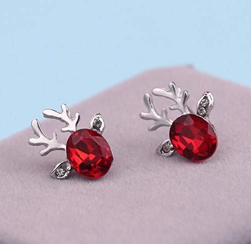 2 Pairs Women's Christmas Earrings, Girls Crystal Gemstone Santa Christmas Hat Earrings Luxury Christmas Reindeer Antlers Xmas Earring Stud Jewelry Gift Sets