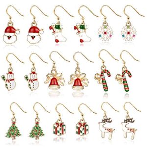 9 pairs christmas drop earrings set thanksgiving xmas holiday dangle earrings jewelry set for womens