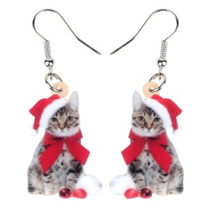 newei cute christmas cat earrings dangle drop for women charm decoration gifts (christmas cat #4)