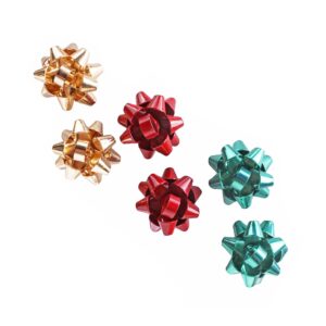 VK Accessories 3 Pair Bow Studs Christmas Girls Earrings 3 Color(Green, Golden, Red)