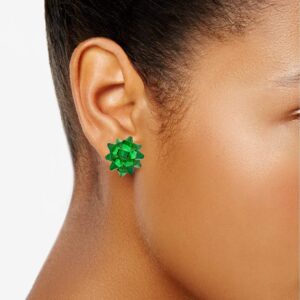 VK Accessories 3 Pair Bow Studs Christmas Girls Earrings 3 Color(Green, Golden, Red)