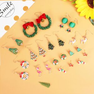 9/10/14/20 Pairs Christmas Earrings for Women Christmas Tree Bells Drop Dangle Earrings Holiday Earrings Xmas Jewelry…