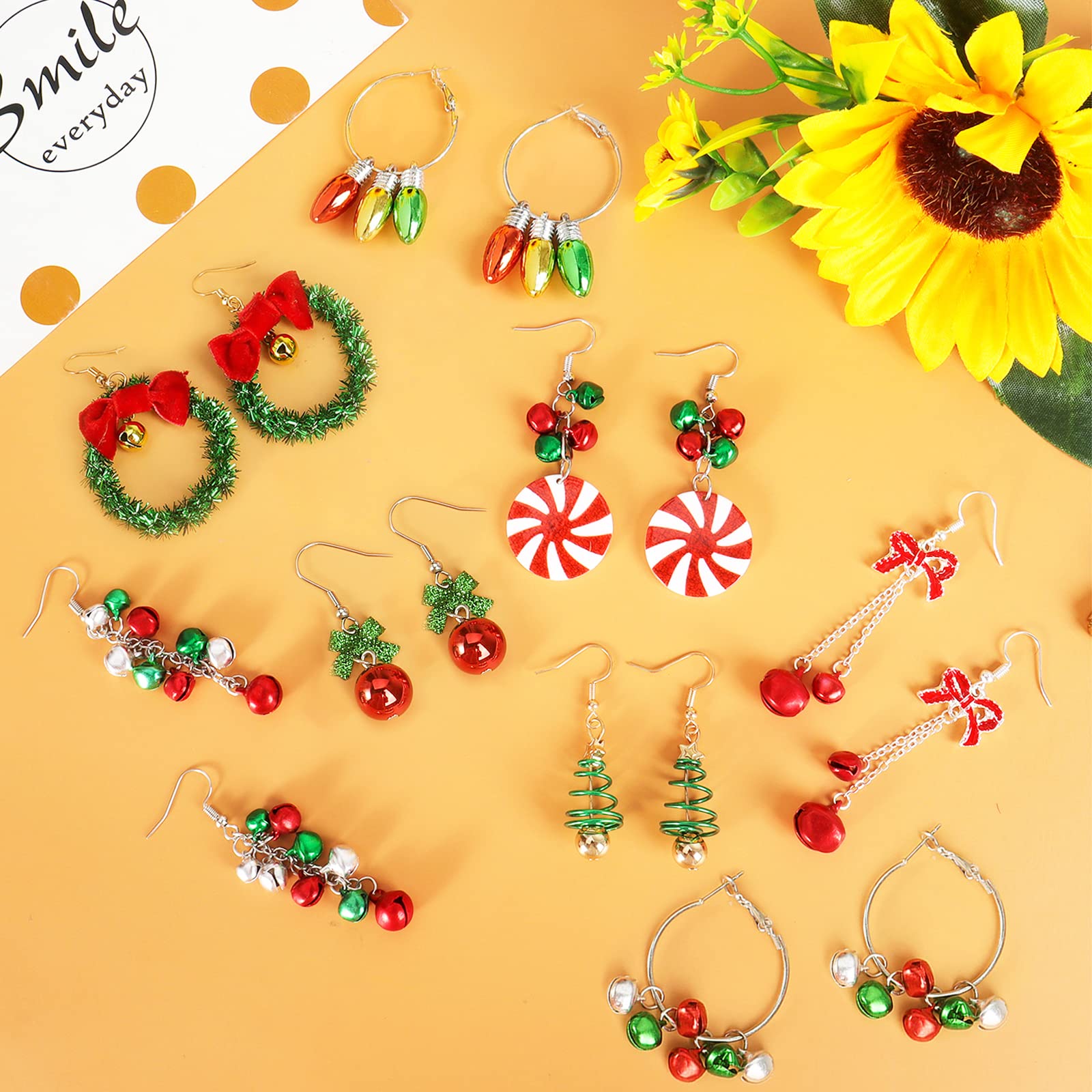 9/10/14/20 Pairs Christmas Earrings for Women Christmas Tree Bells Drop Dangle Earrings Holiday Earrings Xmas Jewelry…