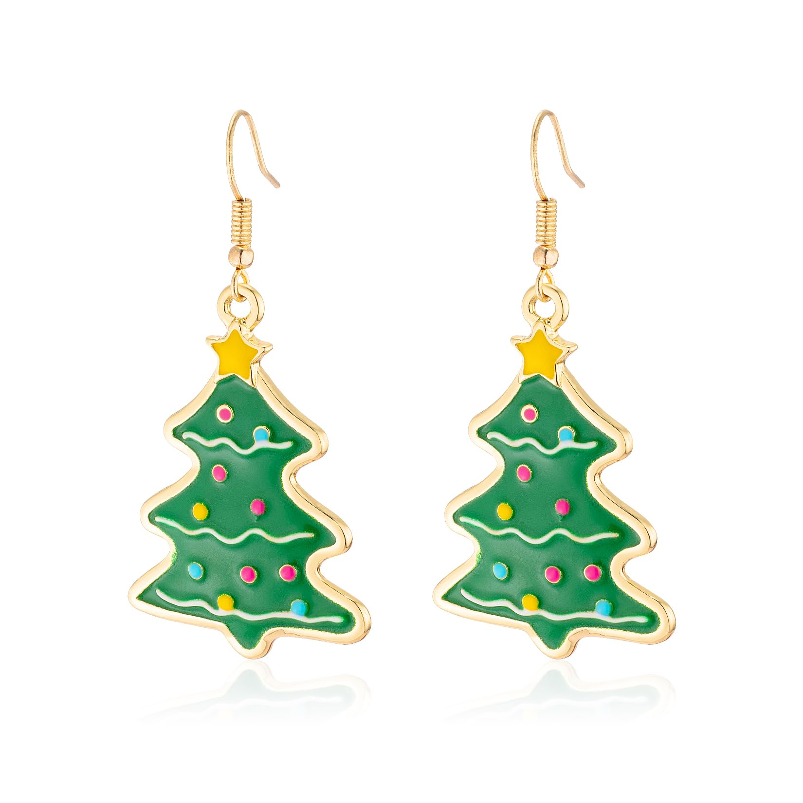 Christmas Tree Earrings for Women, Colorful Christmas Tree Earrings, Xmas Tree Drop Dangle Earring, Holiday Earrings Christmas Jewelry