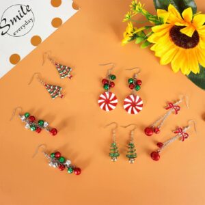 18 Pairs Christmas Earrings Bulk Cute Christmas Jingle Bell Santa Claus Pearl Tree Bow Earrings Xmas Jewelry Dangle Earrings Set for Women