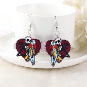 Halloween Night Before Christmas Jack and Saly Horror Earrings Stud for Women Gift