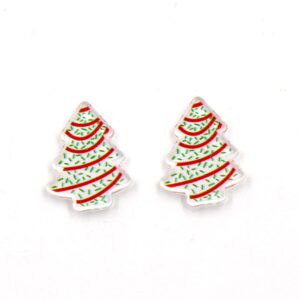 Cute Acrylic Christmas Tree Stud Earrings Chocolate Colorful Lanterns for Women Winter Xmas Festive Merry Christmas Holiday Jewelry Gift-A