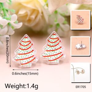 Cute Acrylic Christmas Tree Stud Earrings Chocolate Colorful Lanterns for Women Winter Xmas Festive Merry Christmas Holiday Jewelry Gift-A