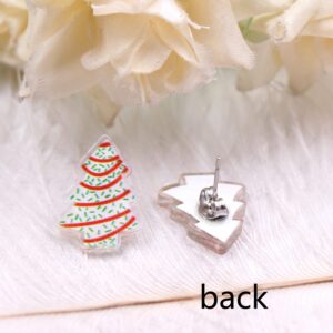 Cute Acrylic Christmas Tree Stud Earrings Chocolate Colorful Lanterns for Women Winter Xmas Festive Merry Christmas Holiday Jewelry Gift-A